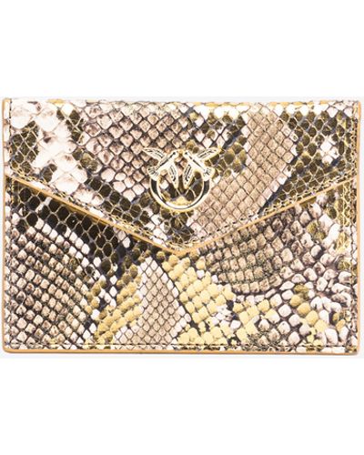 Pinko Flaches Kartenetui Reptil Metallic Galleria, /Grau - Weiß