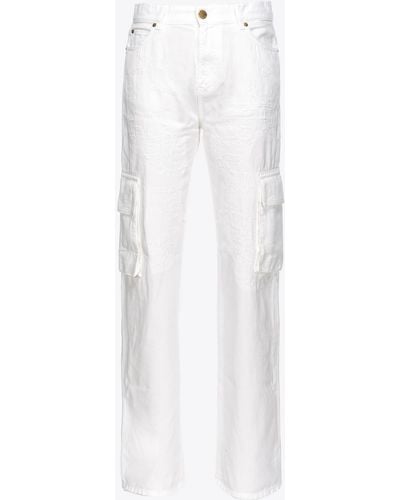 Pinko Bull Cargo Pants With Rips And Darns - White
