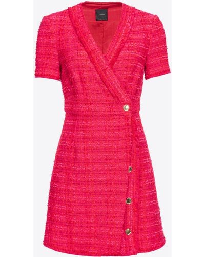 Pinko Gemustertes Tweed-Minikleid, Mehrf. Fuchsia/Rot - Pink