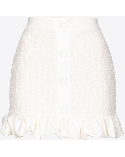 Pinko Minigonna in tweed con rouches - Bianco