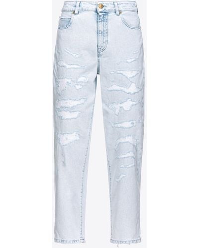 Pinko Light-coloured Mom-fit Jeans With Rips - Blue