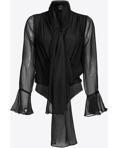 Pinko Silk Chiffon Bodysuit - Black