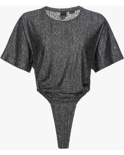 Pinko Slub Linen Bodysuit - Gray