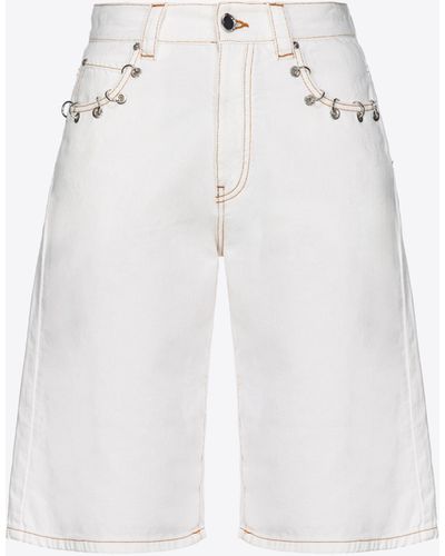 Pinko Bull Bermuda Shorts With Piercing Detail - White