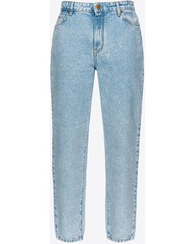 Pinko Jeans Mom Fit Denim Ocean, Marmorierte Waschung - Blau