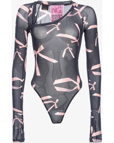 Pinko Reimagine Bow-print Bodysuit By Patrick Mcdowell - Blue