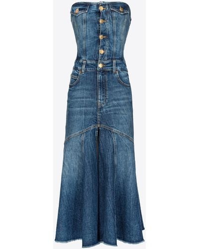 Pinko Vintage Denim Midi Dress - Blue