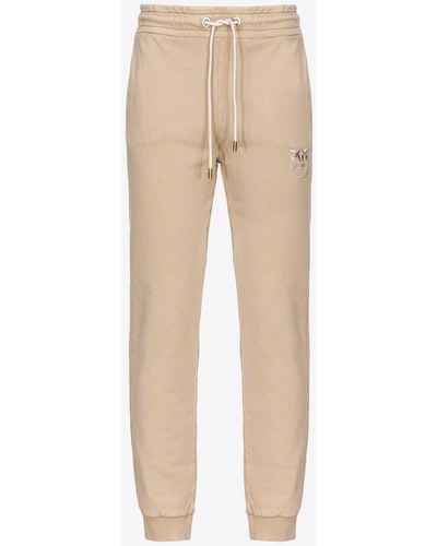 Pinko Old-wash sweatpants With Embroidery - Natural