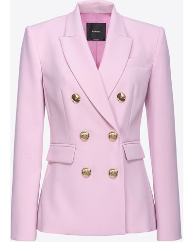 Pinko Zweireihiger Blazer Mit Metallknöpfen, Rauch Orchidee - Pink