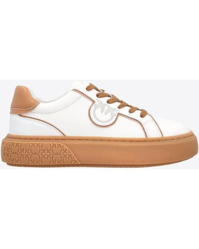 Pinko Leather Sneakers With Contrasting Details - White