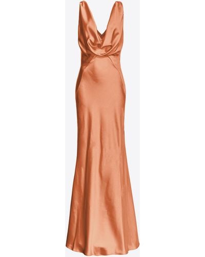 Pinko Long Hammered Satin Dress - Multicolor