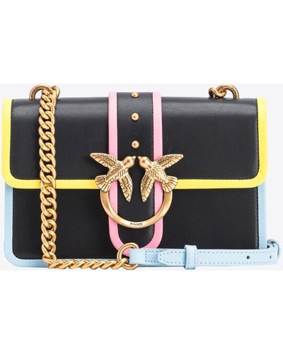Pinko Mini Love Bag One In Leather With Multicoloured Edging - White