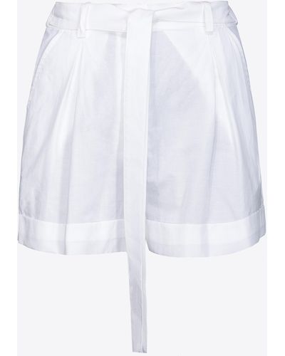 Pinko Slub Linen Shorts - White