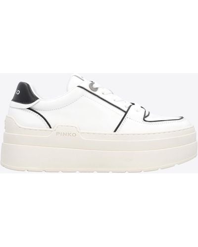 Pinko Two-tone Platform Sneakers - White