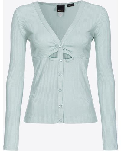 Pinko Ribbed Jumper With Mother-of-pearl Buttons - Blue