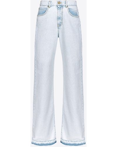 Pinko Wide-leg Light Denim Jeans - White