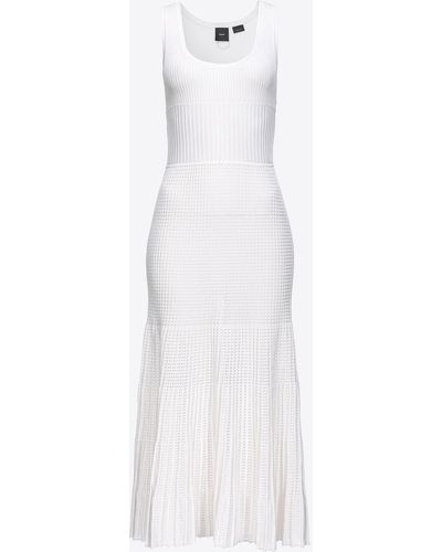 Pinko Knit Dress With Accordion Stitch - White