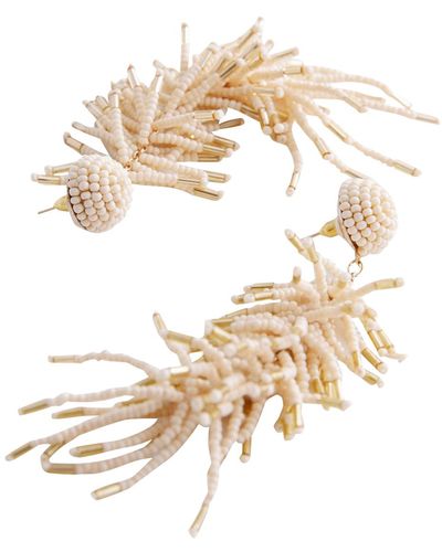 Mango Boucles d'oreilles pendantes à perles - Métallisé