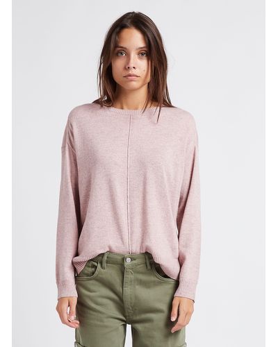 Ekyog Pull col rond en laine mélangée ample - Rose