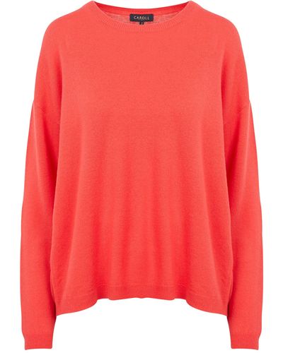 CAROLL Pull col rond en laine - Rouge