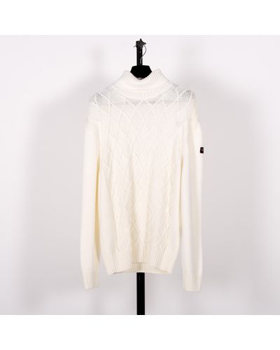 Paul & Shark Cable Knit Roll Neck Off White - Natural