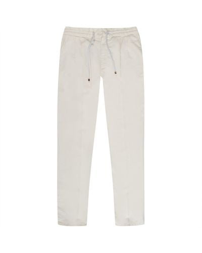 Brunello Cucinelli Drawstring Cotton Trousers White - Natural