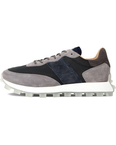 Pockets Tods Suede And Mesh Runners Grey/navy - Blue