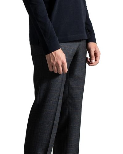 BOSS Hugo 'genesis4' Checked Wool Trouser Blue - Black