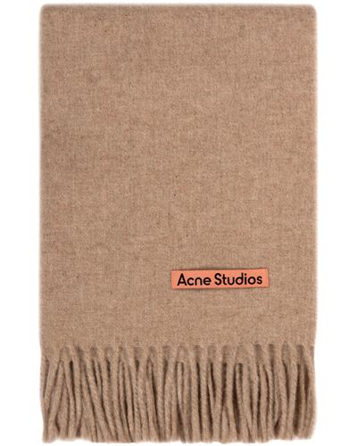 Acne Studios Fringe Wool Scarf Oatmeal Melange - Brown