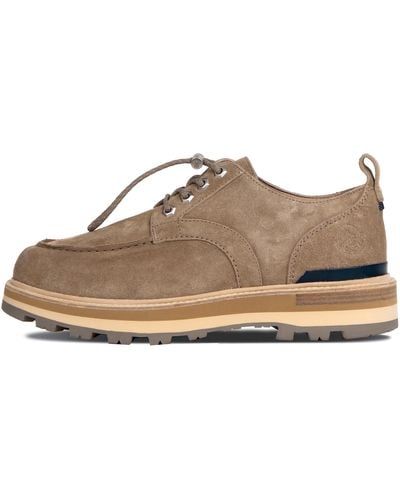 Moncler Peka City Suede Derby Shoes Brown