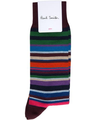 Paul Smith Curtis Stripe Socks Burgundy - Black