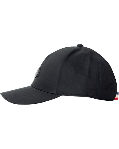 Moncler Leather Logo Baseball Cap Black - Blue