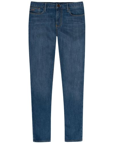 Emporio Armani J06 Slim Fit Denim Jeans Light Wash Denim - Blue