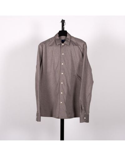 Eton Jersey Full Button Shirt Taupe - Brown