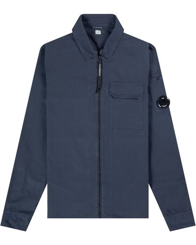 Pockets Cp Company 'arm Lens' Overshirt Total Eclipse - Blue