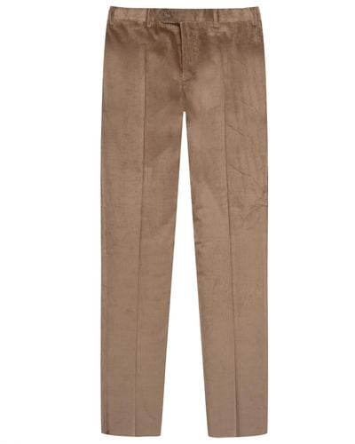 Canali Corduroy Stretch Trousers Mink - Brown