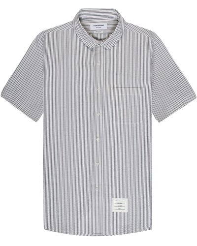 Thom Browne Seersucker Rounded Collar Shirt White/grey
