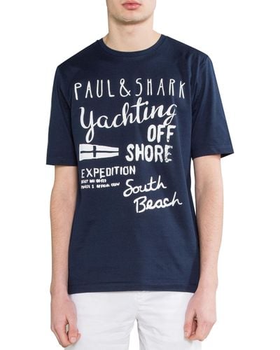Paul & Shark Graffiti Printed T-shirt Navy - Blue