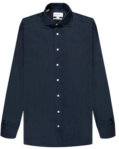 Eton Merino Wool Shirt Dark Blue