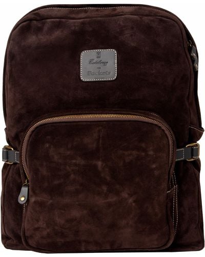 Pockets Calabrese Suede Backpack Chocolate Brown