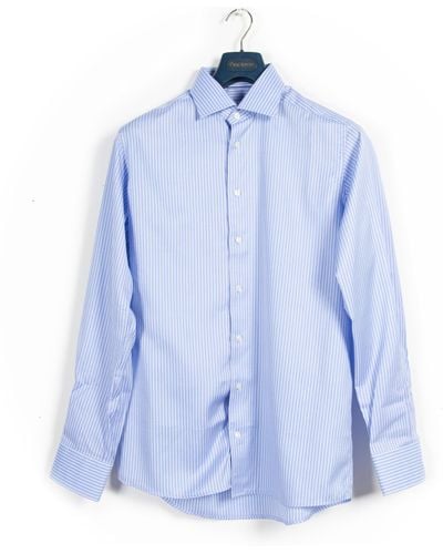 Eton Ss19 Fine Herringbone Stripe Shirt Blue