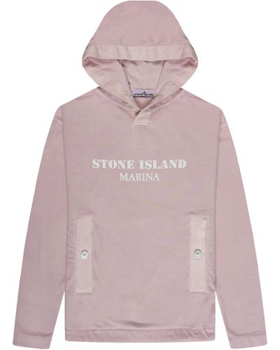 Stone Island Marina Marina Mid Logo Hoodie Pink - Purple
