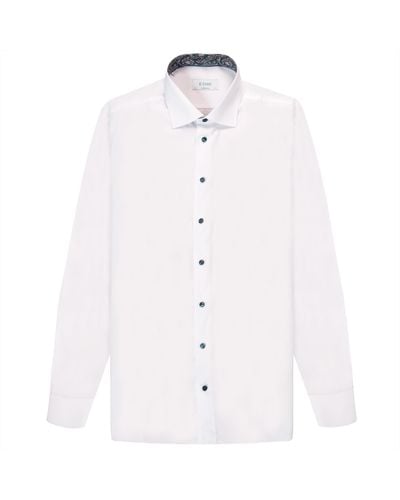 Eton Contemporary Fit Contrast Paisley Print Shirt White