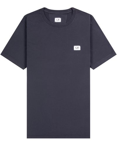 Pockets Cp Company 'jersey Logo' Badge T-shirt Black - Blue