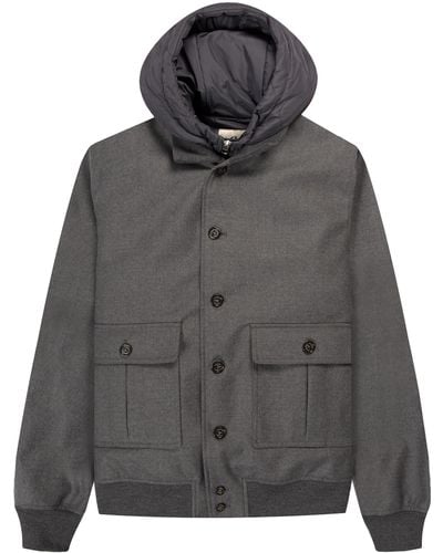 Pockets Valstar 3-layer Wool Bomber Jacket With Detachable Gilet Grey