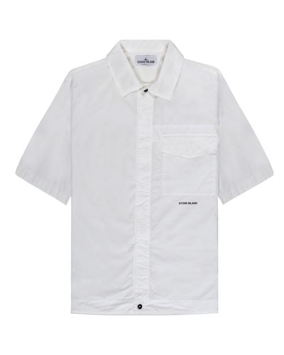 Stone Island Ss Garment Dyed Relaxed Shirt White