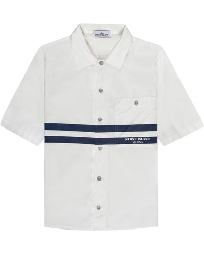 Stone Island Marina Ss Plated Cotton Shirt White