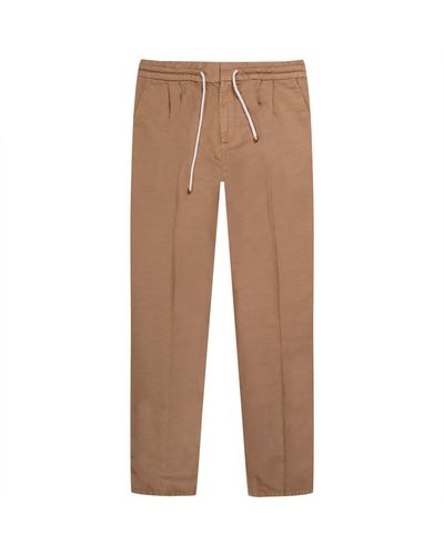 Brunello Cucinelli Drawstring Cotton Trousers Beige - Brown