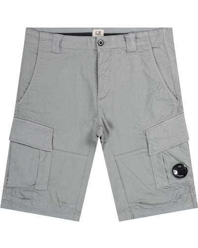 Pockets Cp Company 'bermuda' Satin Stretch Cargo Shorts Grey Melange