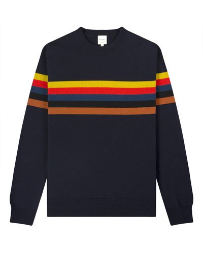 Paul Smith Artist Stripe Lambswool Jumper Dark Navy - Blue